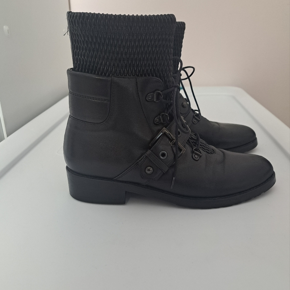 Stuart Weitzman Stitchwork Combat Boot Black 7 Nw… - image 5